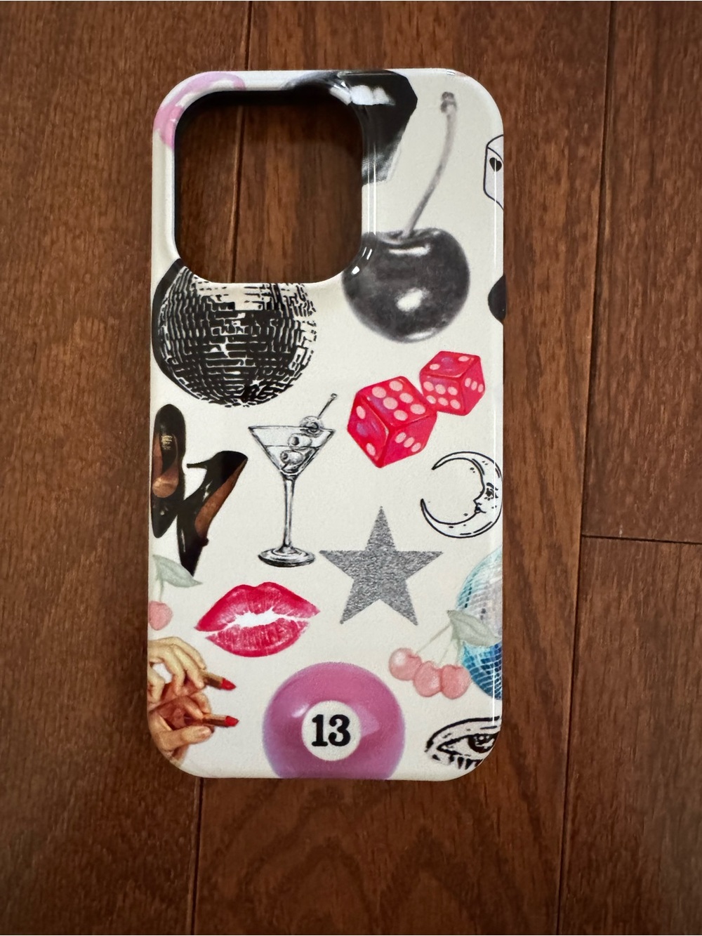 Phone Case with Playful Sticker Collage Design - White/Pink